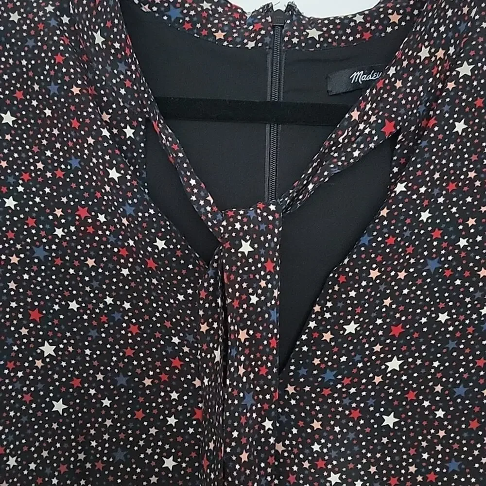 Madewell Balsam Silk Tie-Neck Dress in Starry Night Mediterranean, 12 - Picture 5 of 9